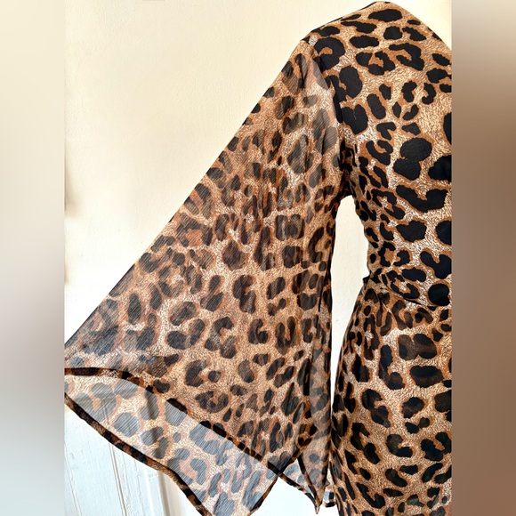 MEOW! VOLUP size! 🔥 Leopard Print SHEER Wrap lounge Dress by Metrostyle size 16 - Picture 2 of 4